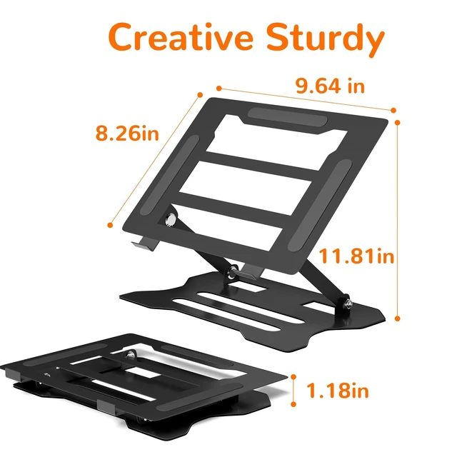 Alt view image 6 of 6 - Adjustable Laptop Stand for DeskPortable Ergonomic Laptop Stand Fits All LaptopsComputer Holder Compatible with Air, Pro, Dell, HP, Lenovo More 10-17.3" Laptops, Black