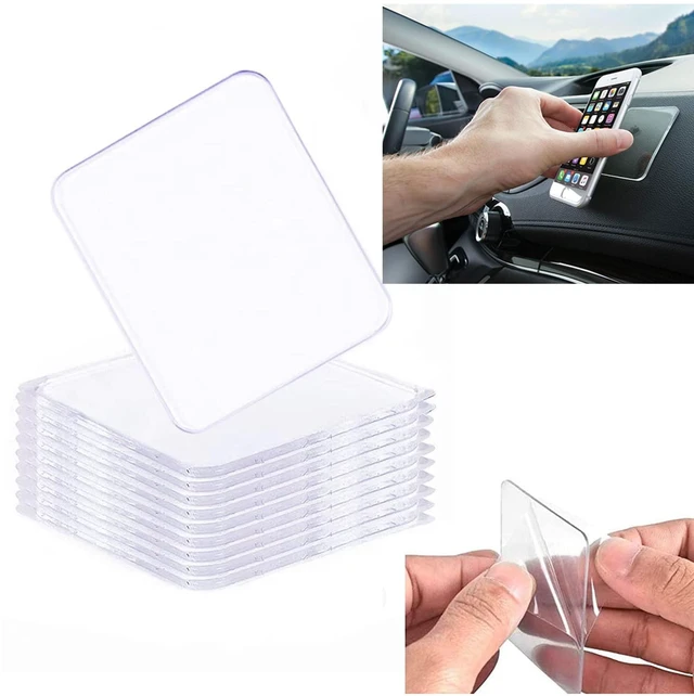 Main image of Traceless Super Sticky Gel Pads Anti-Slip Double Sided Gripping Pads for Auto Car Home Cell Phone Glass Photo Holder with Easy Remove Washable Reusable Design Pack of 10 (Transparent)