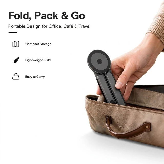 Alt view image 5 of 7 - 3-in-1 Laptop Stand with Magnetic Phone Holder, 8-Level Adjustable Ergonomic Aluminum Riser, Portable Computer Stand for Desk, Compatible with 10-17" MacBook & Laptops, iPhone 12-16 with MagSafe