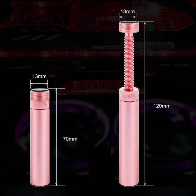 Alt view image 2 of 7 - GPU Support Bracket, Graphics Video Card Brace with Height Adjustable, Anti Sag Holder for Universal Graphics Card Sag, GPU Stand with Magnet and Rubber Pad, Pink