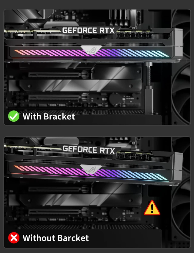 Alt view image 6 of 7 - Graphics Card GPU Brace Support, Video Card Sag Holder Bracket, GPU Stand,Black,GH80K (50-80mm / 1.97-3.15in)