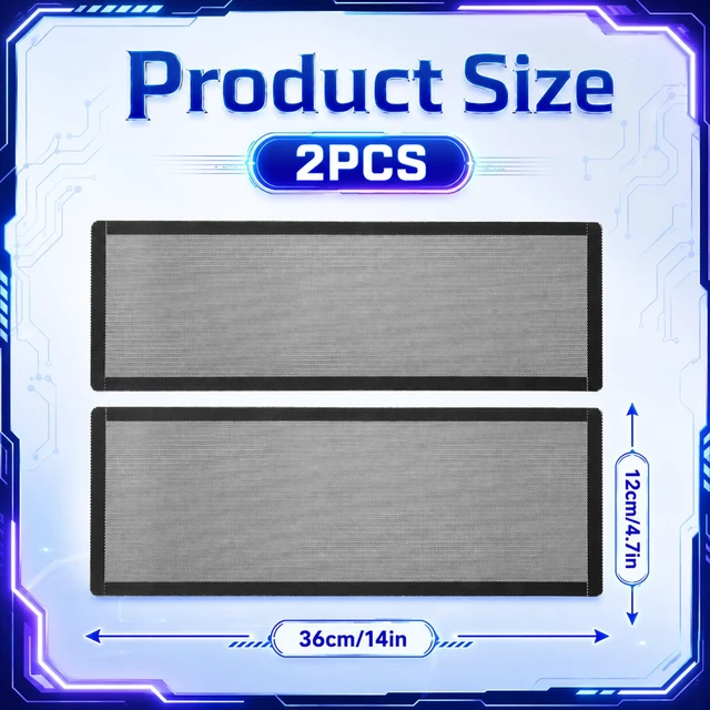 Alt view image 2 of 7 - 2 Pack Fan Cooling Cover, Computer Case Fan Dust Filter, 360 x 120mm(Black) | Magnetic Frame PC Fan Dust Mesh Cooler Filter Dustproof Computer Fan Grills, Fan Cooling Cover