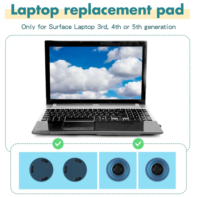 Alt view image 3 of 6 - Anti Slip Laptop Rubber Feet Compatible with Surface Laptop 3/4/5 | 4 pcs,Laptop Replacement Bottom Case Feet,Rubber Silicone Feet,Compatible with Surface Laptop 3/4/5,Dia 0.35",Black,Adhesive