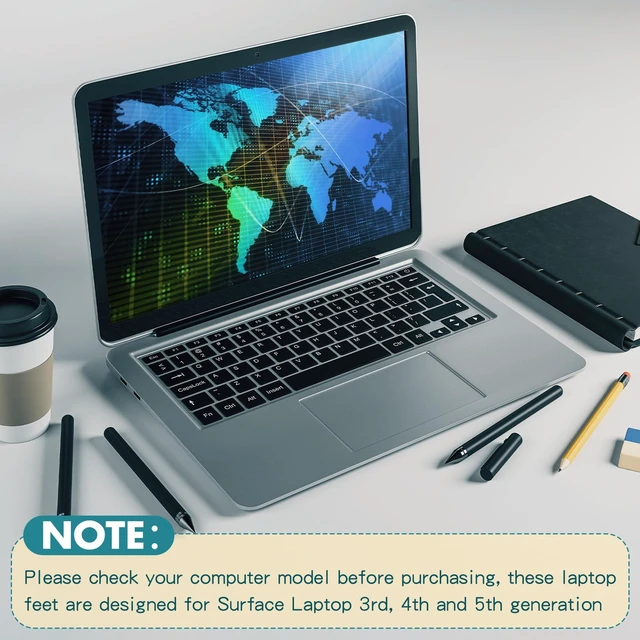 Alt view image 6 of 6 - Anti Slip Laptop Rubber Feet Compatible with Surface Laptop 3/4/5 | 4 pcs,Laptop Replacement Bottom Case Feet,Rubber Silicone Feet,Compatible with Surface Laptop 3/4/5,Dia 0.35",Black,Adhesive