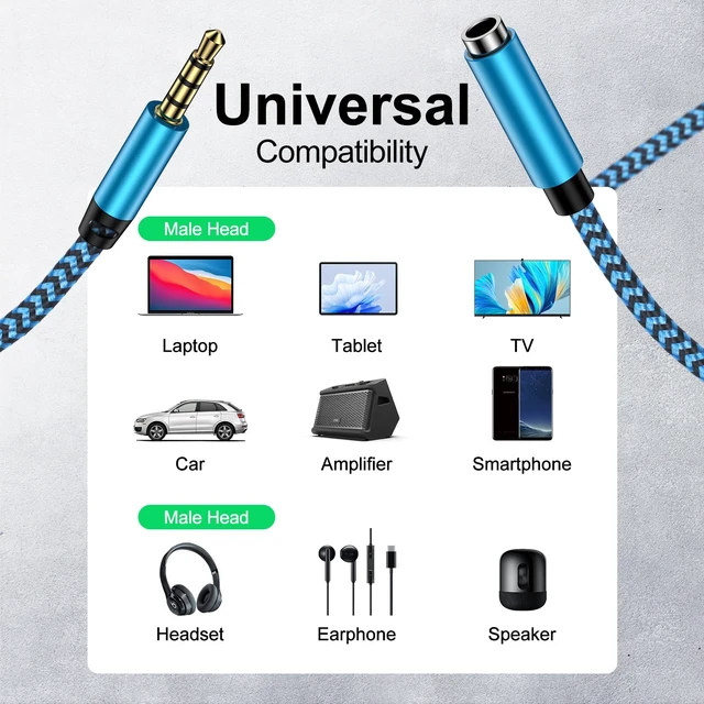 Alt view image 7 of 7 - Headset Extension Cable, 2Pack 6FT 4 Pole TRRS 3.5mm Audio Extension Cable | Male to Female Aux Jack Audio Adapter Cord Extender for Headphones Smartphones Home/Car Stereos Speaker iPhone iPad iPod