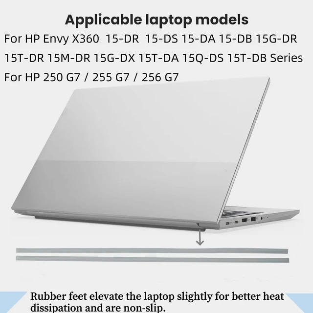 Alt view image 2 of 7 - Bottom Cover Rubber Feet Strips for HP Envy X360 15-DR 15-DS | 15-DA 15-DB 15M-DR 15G-DR 15G-DX 15T-DA 15Q-DS 15T-DB 250 G7 255 G7 256 G7 TPN-C136 15-DS1063CL 15-DS1083CL(Silver)