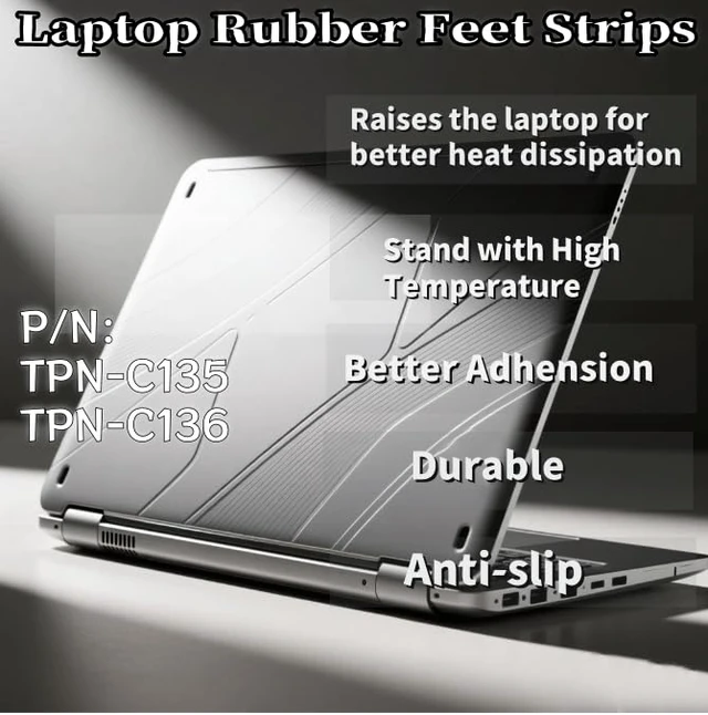 Alt view image 4 of 7 - Bottom Cover Rubber Feet Strips for HP Envy X360 15-DR 15-DS | 15-DA 15-DB 15M-DR 15G-DR 15G-DX 15T-DA 15Q-DS 15T-DB 250 G7 255 G7 256 G7 TPN-C136 15-DS1063CL 15-DS1083CL(Silver)