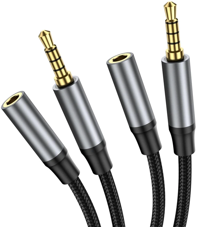 Main image of 3.3FT 3.5mm TRRS Headphone Extension Cable, 2Pack 4 Pole Male to Female Stereo Audio Cord Extension Cable Nylon Braided for Headphones, Car Stereos, Phones and Speakers.