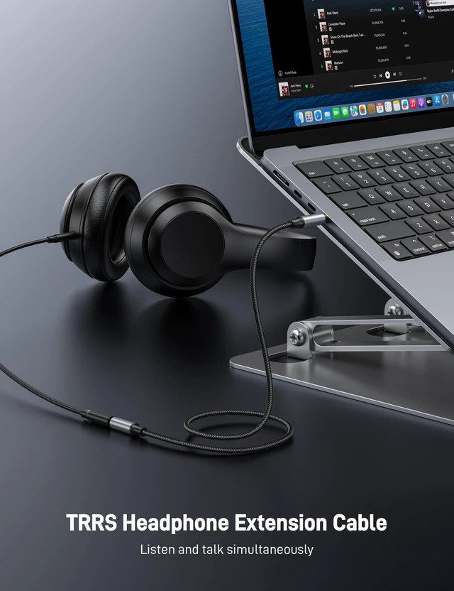 Alt view image 2 of 7 - 3.3FT 3.5mm TRRS Headphone Extension Cable, 2Pack 4 Pole Male to Female Stereo Audio Cord Extension Cable Nylon Braided for Headphones, Car Stereos, Phones and Speakers.