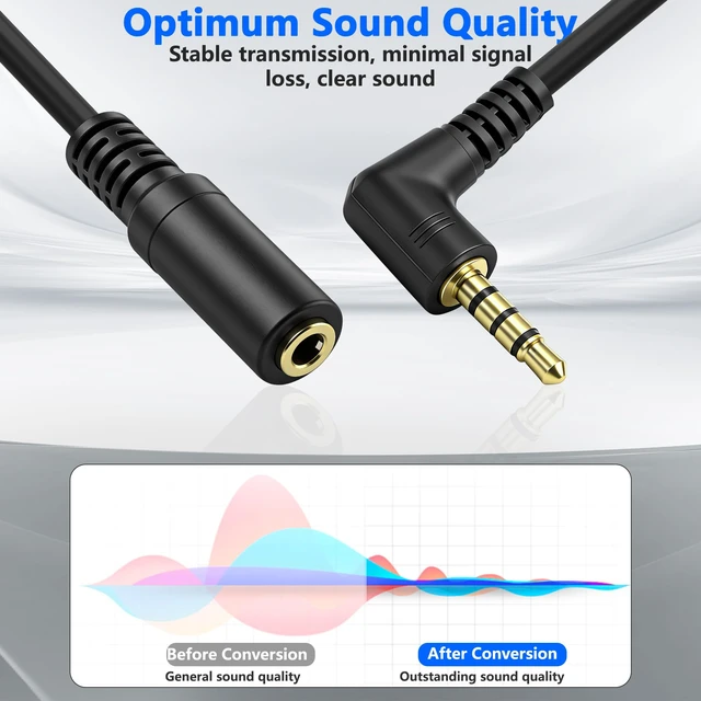Alt view image 2 of 7 - 3.5mm Headphone Extension Audio Cable 90 Degree TRRS 3.5mm Male to Female Stereo Extension Cable Adapter 4 Pole for Headset, TV, Laptop, Phones (2Pcs, 0.2M)