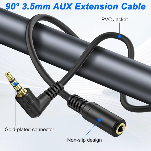 Alt view image 5 of 7 - 3.5mm Headphone Extension Audio Cable 90 Degree TRRS 3.5mm Male to Female Stereo Extension Cable Adapter 4 Pole for Headset, TV, Laptop, Phones (2Pcs, 0.2M)