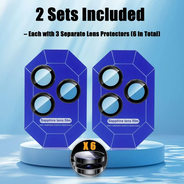 Alt view image 2 of 7 - 2 Pack Camera Lens Protector for iPhone 17 Pro Max/17 Pro 2025,9H Tempered Glass Scratch Resistant Metal Ring Camera Cover,Case Friendly Camera Screen Protector Accessories,Black