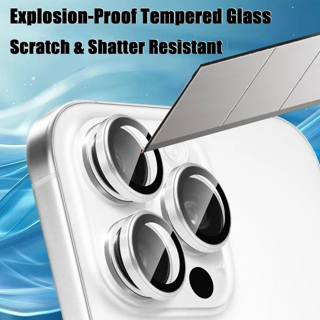 Alt view image 5 of 7 - 2 Pack Camera Lens Protector for iPhone 17 Pro Max/17 Pro 2025,9H Tempered Glass Scratch Resistant Metal Ring Camera Cover,Case Friendly Camera Screen Protector Accessories,Black