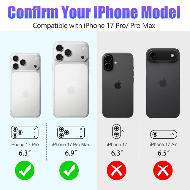 Alt view image 2 of 7 - 3+3 6 Pack for iPhone 17 Pro & Max Camera Lens Protector Cover | Individual Bling Diamond & Bling Glitter Sparkle Cute Gem Metal Ring, 9H Tempered HD Glass