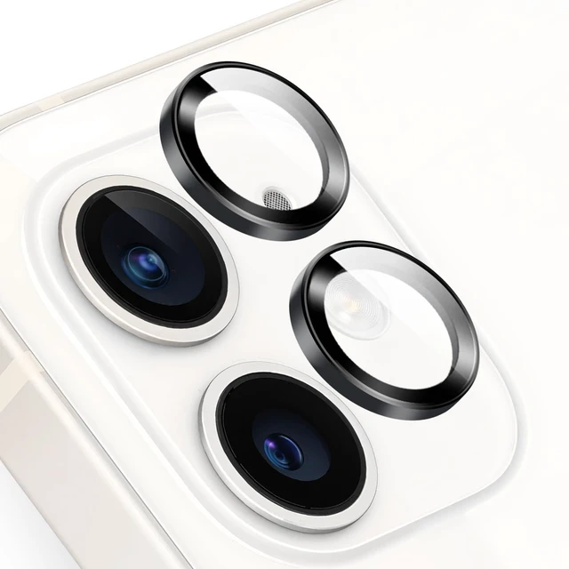 Main image of Camera Lens Protector for iPhone 11 & 12 & 12 Mini, Black | AR+AF, Anti Glare, Fall Protection, 9H Tempered Glass, Individual Metal Ring