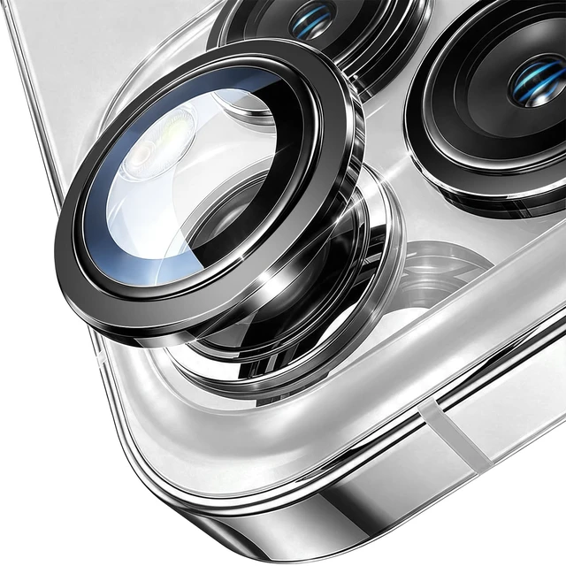 Alt view image 3 of 6 - Camera Lens Protector for iPhone 11 & 12 & 12 Mini, Black | AR+AF, Anti Glare, Fall Protection, 9H Tempered Glass, Individual Metal Ring