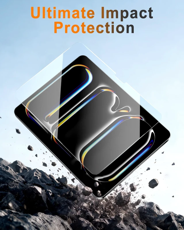 Alt view image 5 of 6 - Screen Protector for iPad Pro 11" M5 2025/M4 2024 | 9H+ Tempered Glass with Easy-Install Tray, Beginner DIY-friendly, Bubble-free. Scratch & Crack Resistant, HD Clarity -2 Pack