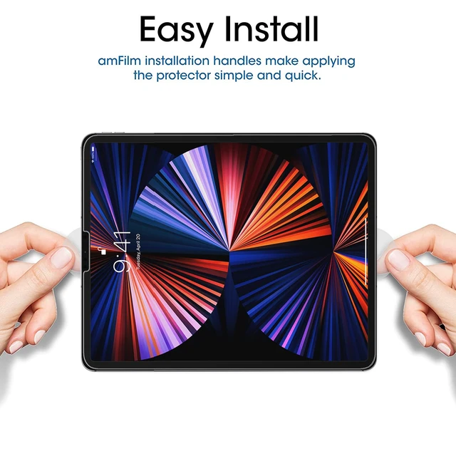 Alt view image 6 of 7 - 2 Pack Screen Protector for iPad Pro 12.9'' 2022, 2021, 2020, 2018 | 9H Tempered Glass, Drop & Scratch Protection, Easy Instllation & Bubble Free, Apple Pencil Compatible, HD Clear