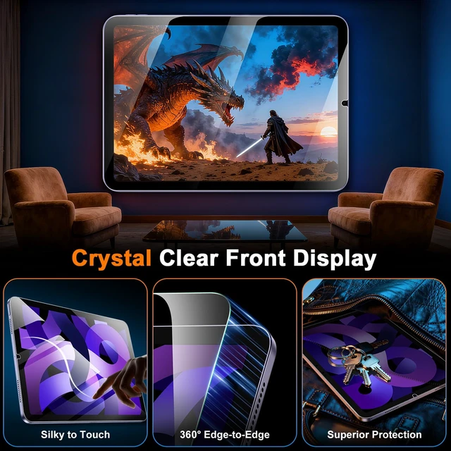 Alt view image 7 of 7 - 2 Pack Tempered Glass Screen Protector for iPad Air 4/5 & Pro 11 | nti-Scratch & Touch Sensitive Film, Fits 10.9" iPad Air 4 2020 / Air 5 2022 & iPad Pro 11 Inch