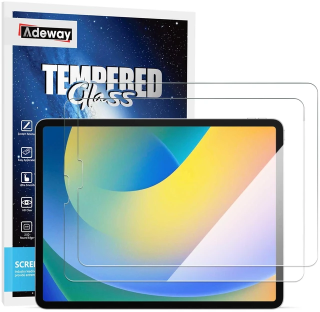 Main image of Screen Protector for iPad 10.9" and Pro 11", 2 Pack | Compatible with Pro 11 4th/3rd/2nd Gen, 9H Tempered Glass, HD Clarity, Scratch Resistant, Compatible with Apple Pencil