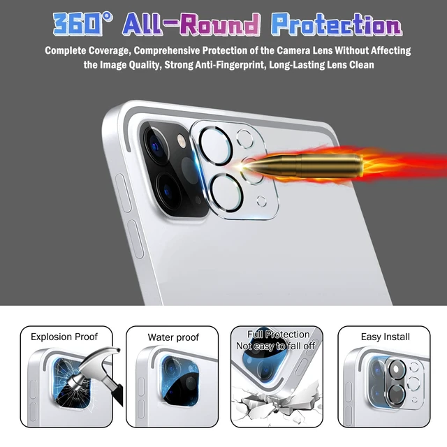 Alt view image 7 of 7 - [2+2 Pack Tempered Glass Screen Protector for iPad Pro 11 2022/2021/2020 (4th/3rd/2nd Generation) with Camera Lens Protector, Ultra HD, Anti-Scratch, Designed for Face IDApple Pencil