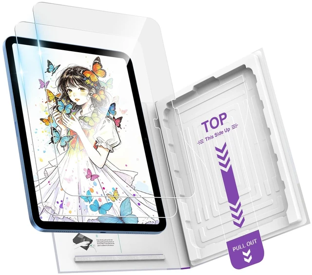 Main image of Screen Protector for iPad A16 11th/10th Generation, 2 Pack | 9H+ Tempered Glass, Ultra Clear, Scratch Resistant, Bubble Free, Compatible with Apple Pencil, Comes with Easy-Install Box