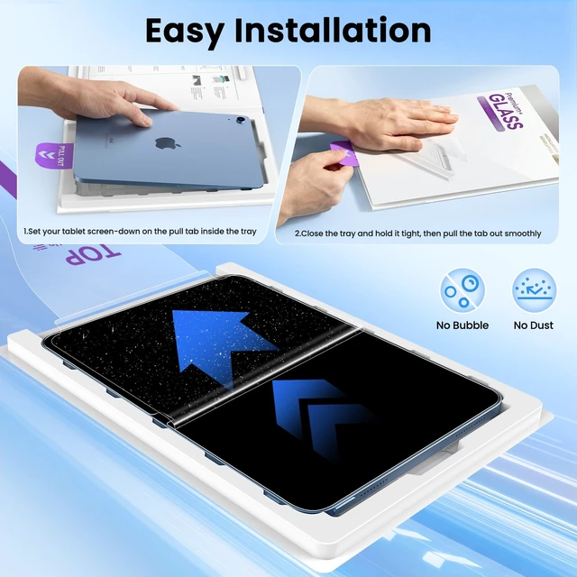 Alt view image 3 of 7 - Screen Protector for iPad A16 11th/10th Generation, 2 Pack | 9H+ Tempered Glass, Ultra Clear, Scratch Resistant, Bubble Free, Compatible with Apple Pencil, Comes with Easy-Install Box