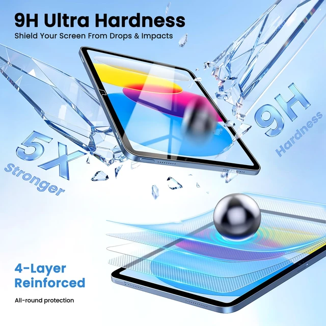 Alt view image 4 of 7 - Screen Protector for iPad A16 11th/10th Generation, 2 Pack | 9H+ Tempered Glass, Ultra Clear, Scratch Resistant, Bubble Free, Compatible with Apple Pencil, Comes with Easy-Install Box