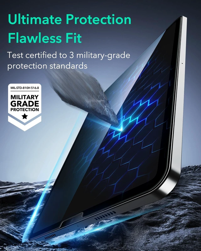 Alt view image 3 of 7 - 2 Pack Armorite Screen Protector for iPad Air 5/4/iPad Pro 11 Inch | 2022/2021/2020/2018, 9H Tempered-Glass Film with Easy Application Tray, Military-Grade Protection, Anti-Scratch, HD Clarity