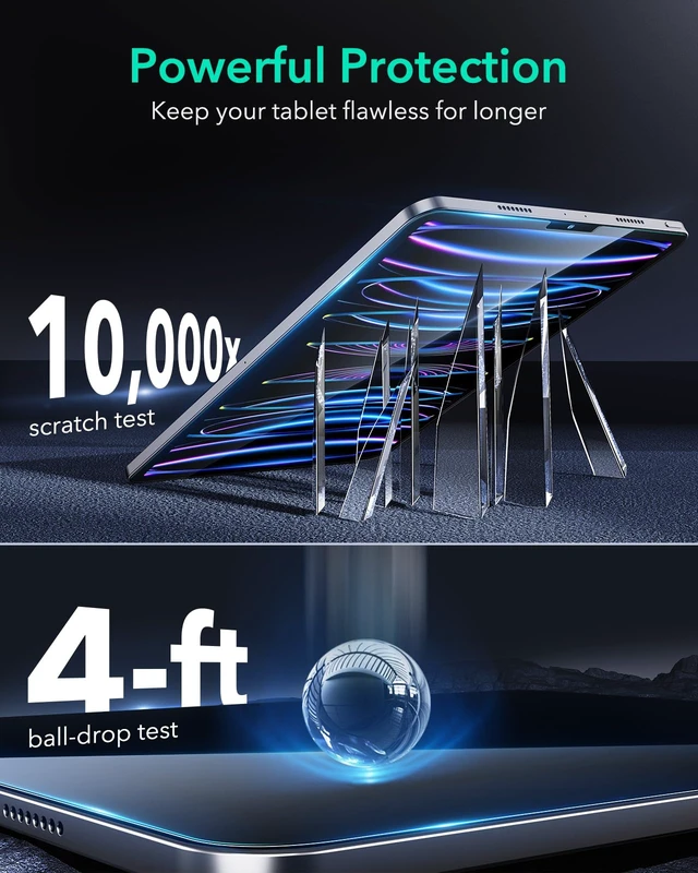 Alt view image 7 of 7 - 2 Pack Armorite Screen Protector for iPad Air 5/4/iPad Pro 11 Inch | 2022/2021/2020/2018, 9H Tempered-Glass Film with Easy Application Tray, Military-Grade Protection, Anti-Scratch, HD Clarity