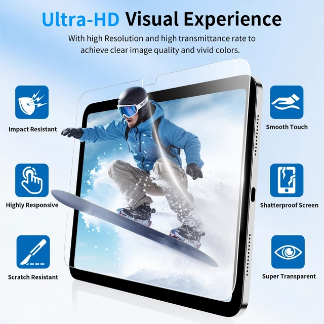 Alt view image 3 of 7 - 2 Pack Screen Protector for iPad (A16) 11th/10th Generation | iPad 11/10.9 inch Tempered Glass Film w/Easy Application Tray, HD Clarity, Anti-Scratch, Dust-Free, Apple Pencil Compatible
