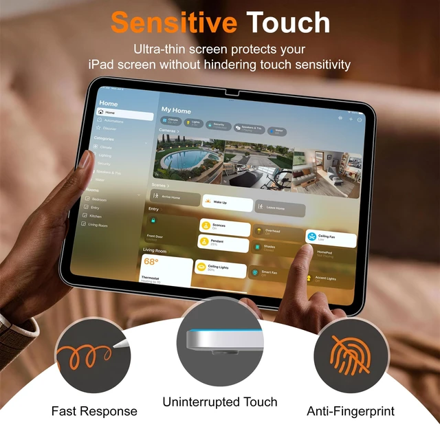 Alt view image 4 of 7 - 2 Pack Screen Protector for iPad A16 11 inch 11th/10th Gen 10.9" | 2025/2022, 9H Tempered Glass Film with Installation Box, Scratch Resistant, HD Clarity, No Bubbles, Dust Free