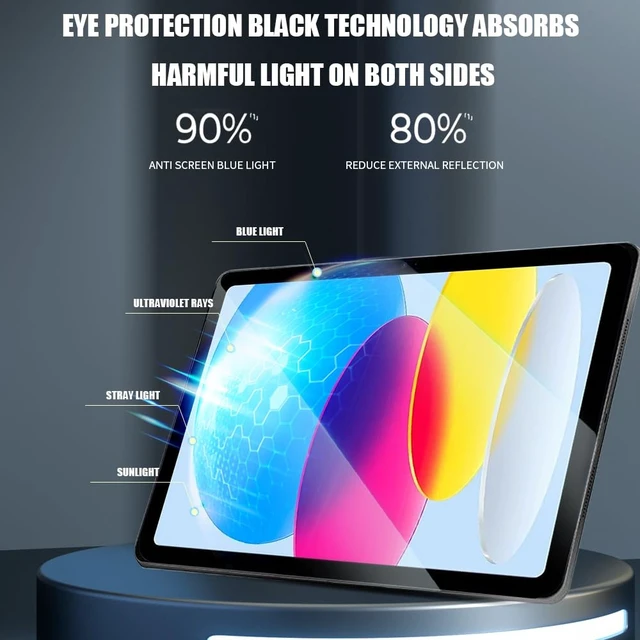 Alt view image 4 of 7 - Anti Blue Light Screen Protector for iPad (A16) 11th/10th Gen | 2 Packs, Tempered Glass, 9H Hardness, Scratch Resistant, Bubble Free, Eyes Protection