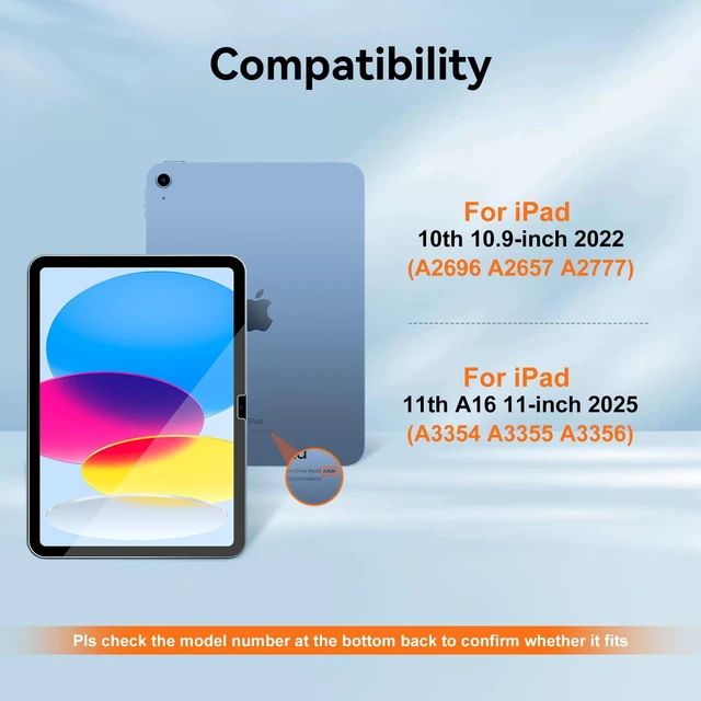 Alt view image 2 of 7 - 2 Pack Screen Protector for iPad 11th Generation A16 (11-inch, 2025) & iPad 10th Generation (10.9-inch, 2022), Tempered Glass, Anti-Fingerprint, 9H Hardness, HD Clear, Case-Friendly