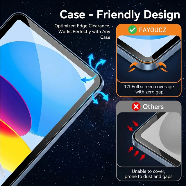Alt view image 6 of 7 - 2 Pack Screen Protector for iPad 11th Generation A16 (11-inch, 2025) & iPad 10th Generation (10.9-inch, 2022), Tempered Glass, Anti-Fingerprint, 9H Hardness, HD Clear, Case-Friendly