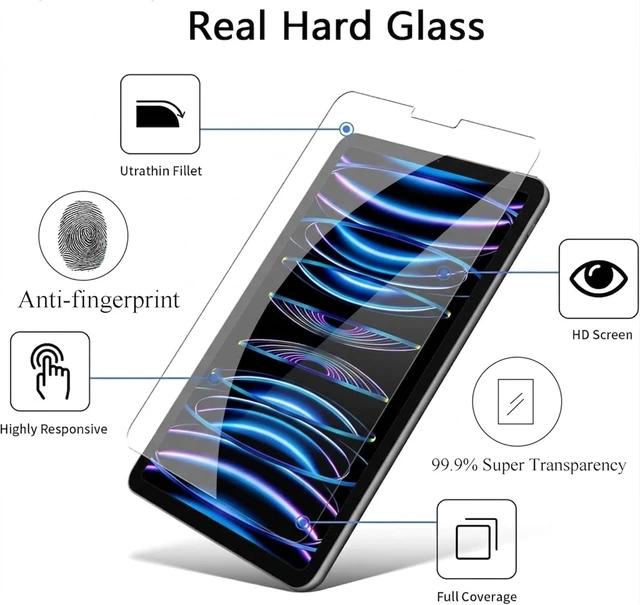 Alt view image 3 of 7 - Screen Protector iPad Air 5/4 10.9" & Pro 11" 2022/2021/2020/2018 | 2 Pack, Tempered Glass, Case Friendly, Anti-Scratch