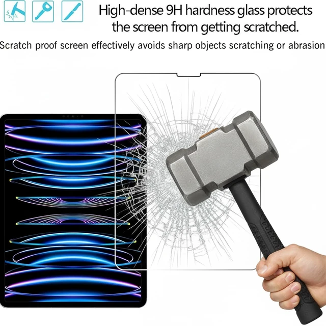 Alt view image 4 of 7 - Screen Protector iPad Air 5/4 10.9" & Pro 11" 2022/2021/2020/2018 | 2 Pack, Tempered Glass, Case Friendly, Anti-Scratch