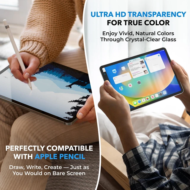 Alt view image 3 of 7 - for iPad Air 10.9-inch (2022/2020, 5th/4th Gen), iPad Pro 11-inch (2022/2021/2020/2018) Screen Protector with Easy Installation Kit Face ID & Apple Pencil Compatible, Anti-Glare, Scratch-Resistant
