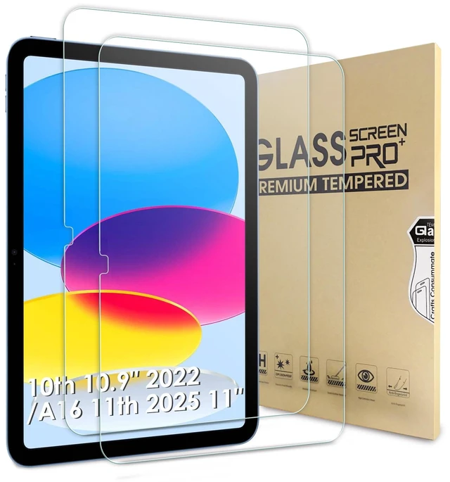 Main image of 2 Pack Screen Protector Compatible with iPad 11th (A16) /10th | 9H Hardness Tempered Glass Screen Protector, Clear, Scratch Resistant, AntiBubble, Full Coverage