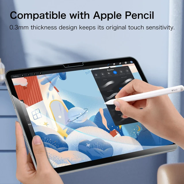 Alt view image 5 of 7 - 2-Pack Screen Protector for iPad Pro 11-inch (M5) 2025 & (M4) 2024 | Anti-Scratch Tempered Glass, Premium HD Clarity, 9H Hardness, High Touch Response, for Work, Study & Travel