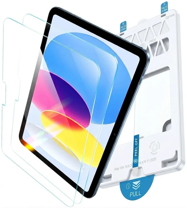 Main image of Screen Protector for iPad A16 11th 2025/10th Gen 2022, 2 Pack | 9H Tempered Glass, Easy Install Tray, Bubble-free, HD Clear, Anti Fingerprint, Scratch Resistant