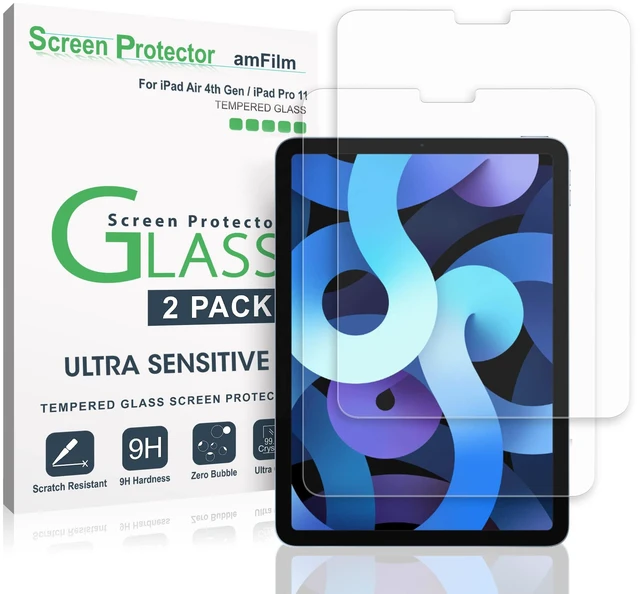 Main image of Screen Protector Compatible with iPad Air 5/Air 4/iPad Pro 11 | Ultra Sensitive, Face ID & Apple Pencil Compatible, Tempered Glass, Pack of 2
