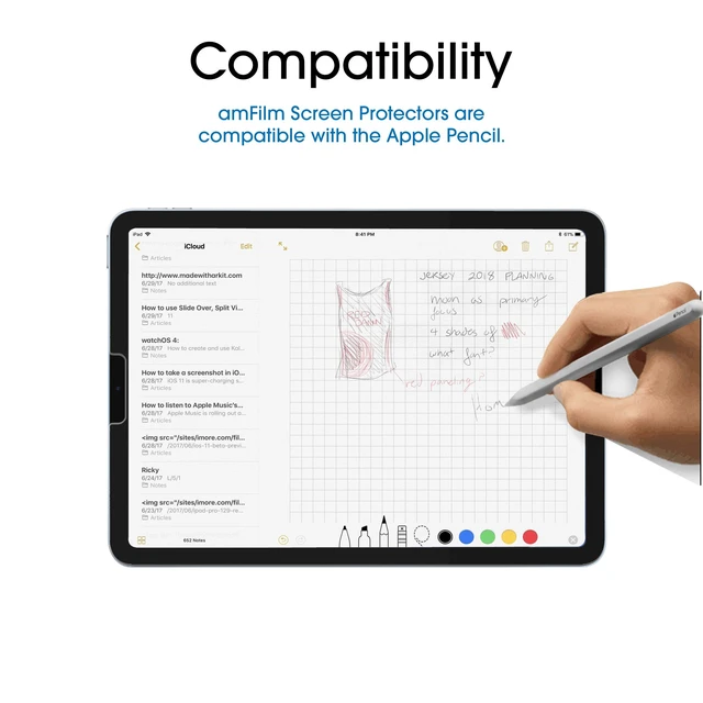 Alt view image 3 of 7 - Screen Protector Compatible with iPad Air 5/Air 4/iPad Pro 11 | Ultra Sensitive, Face ID & Apple Pencil Compatible, Tempered Glass, Pack of 2