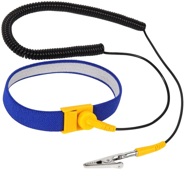 Main image of Anti Static Wrist Strap, 10.5" ESD Wristband Adjustable Grounding Bracelet, 10' Extendable Long Coil Cable with Alligator Clip, Fits Wrist Circumference 7" to 12"