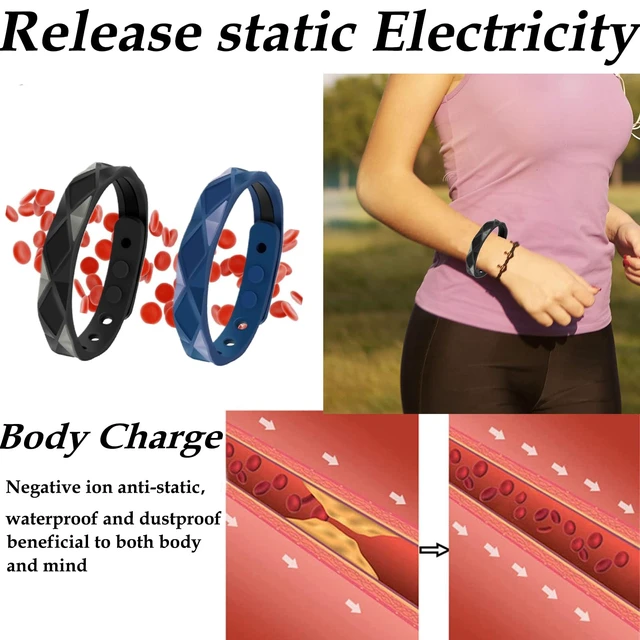 Alt view image 4 of 7 - Anti Static Wrist Strap,Adjustable Anti Static Wristband Improve Sleep,Balance Winter Electrostatic Removal Bracelet Elimination Discharge for Men and Woman 2Pack