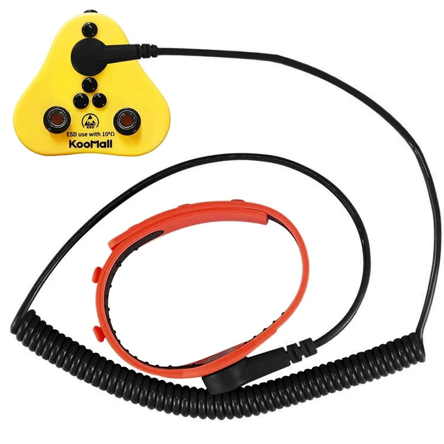 Alt view image 6 of 7 - 2 in 1, Anti-Allergic ESD Wrist Straps (Red) & Grounding Plug, Easy to Ground by Outlet Socket for Static Control, Anti Static Silicon Bracelet Wristband Earth Bonding Plug for Rubber Mat