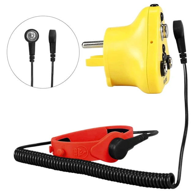 Alt view image 7 of 7 - 2 in 1, Anti-Allergic ESD Wrist Straps (Red) & Grounding Plug, Easy to Ground by Outlet Socket for Static Control, Anti Static Silicon Bracelet Wristband Earth Bonding Plug for Rubber Mat