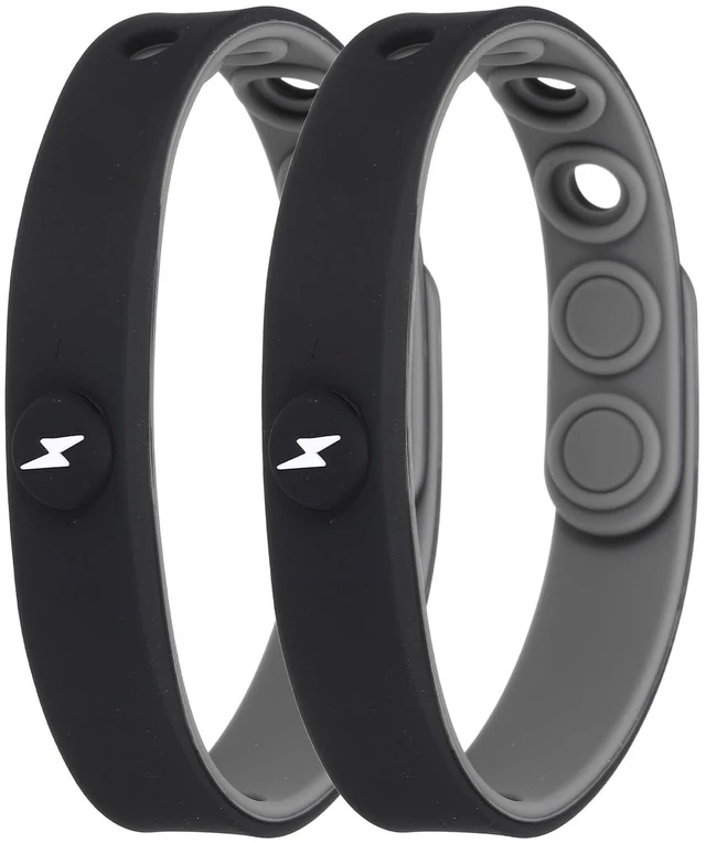 Main image of Anti Static Bracelet 9" Adjustable Silicone Bracelet Black 2pcs | Balance Energy Sport Wristband Designed with Round/Lighting for Eliminate Static