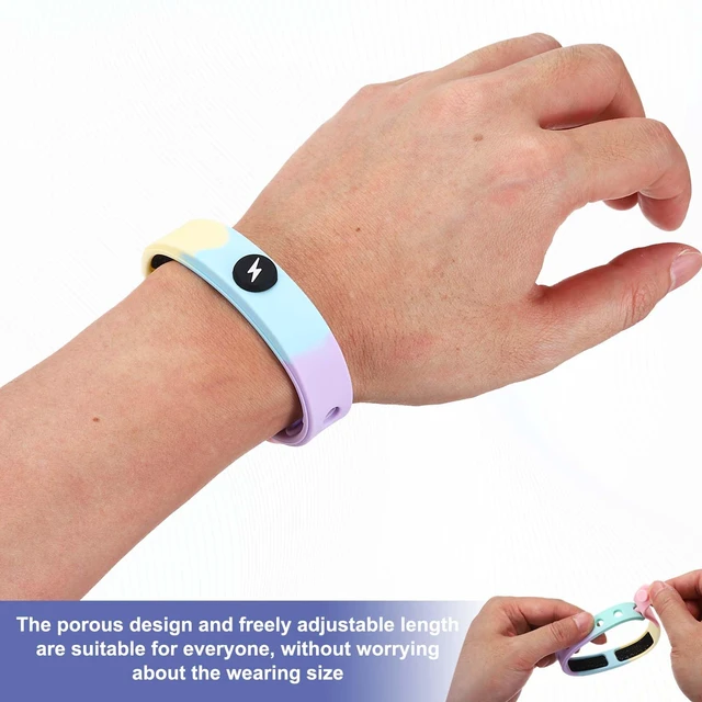 Alt view image 3 of 5 - Anti Static Bracelet 9" Adjustable Silicone Bracelet Black 2pcs | Balance Energy Sport Wristband Designed with Round/Lighting for Eliminate Static