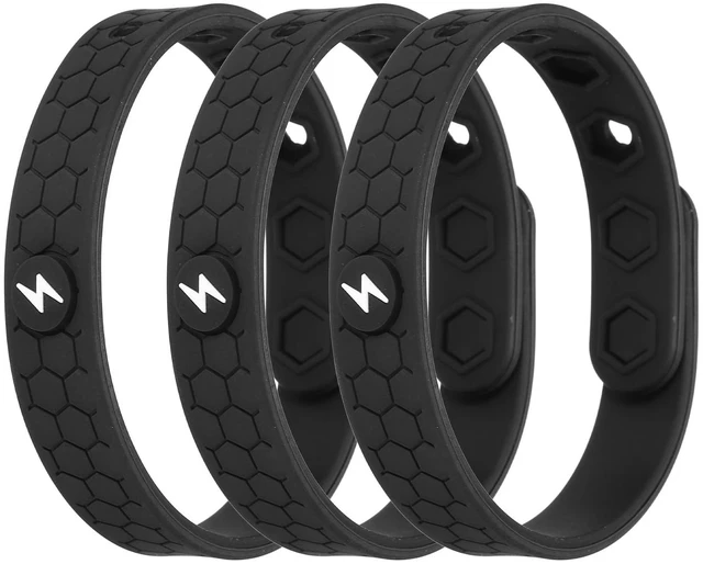 Main image of Anti Static Bracelet 9" Adjustable Silicone Bracelet Black 3pcs | Balance Energy Sport Wristband Designed with Honeycomb/Lighting for Eliminate Static